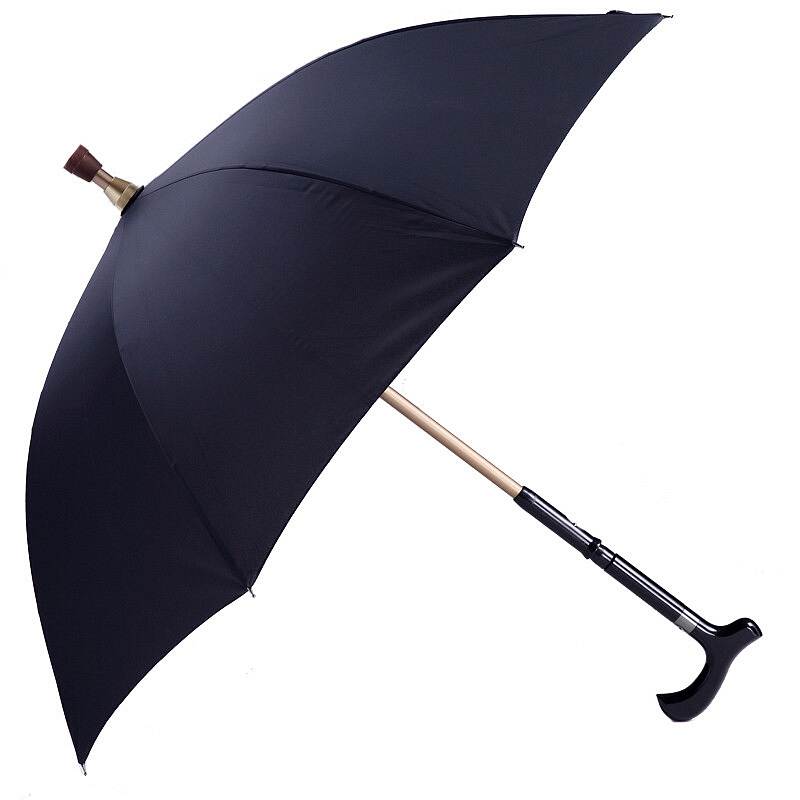 蓝雨伞拐杖伞黑色长柄雨伞防身可分离防滑(把)